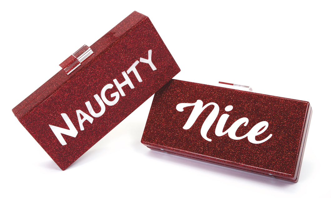 Naughty/Nice inlayed Galaxy Clutch